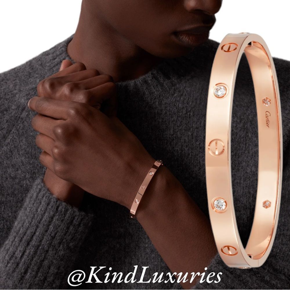 💎272💎 Plus Size Rose Gold or White Gold Carti3r LOVE Bracelet - Picture 2 of 16